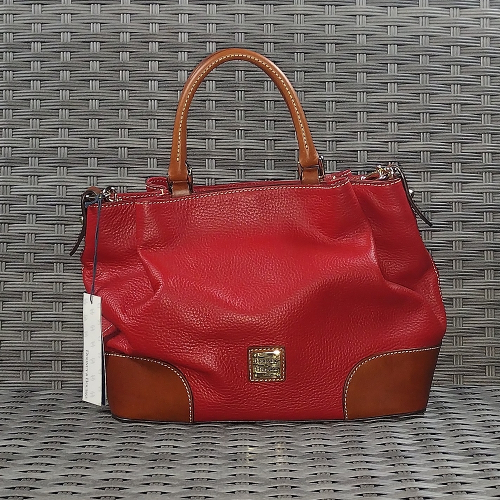 Dooney & Bourke Red and Brown Satchel with Classic Design